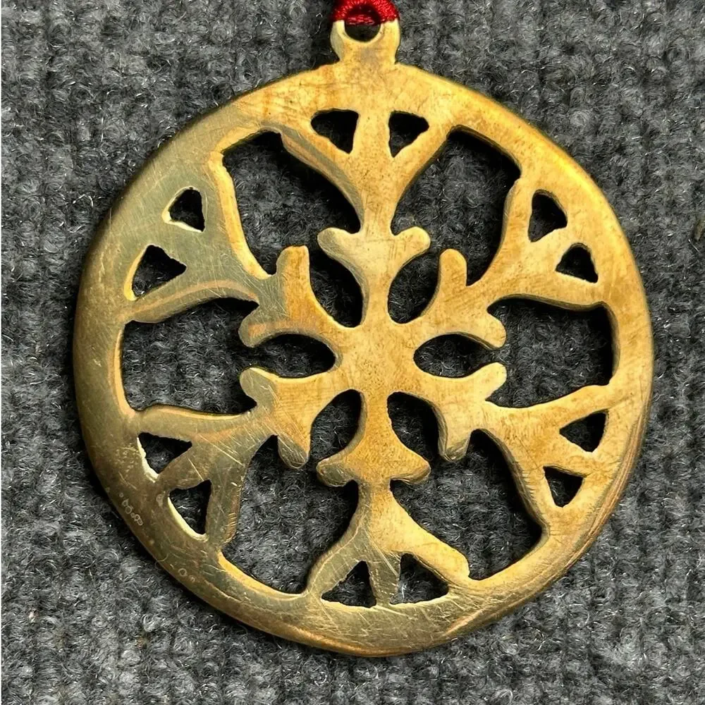 Vintage solid brass openwork snowflake 3” Christmas ornament winter decor